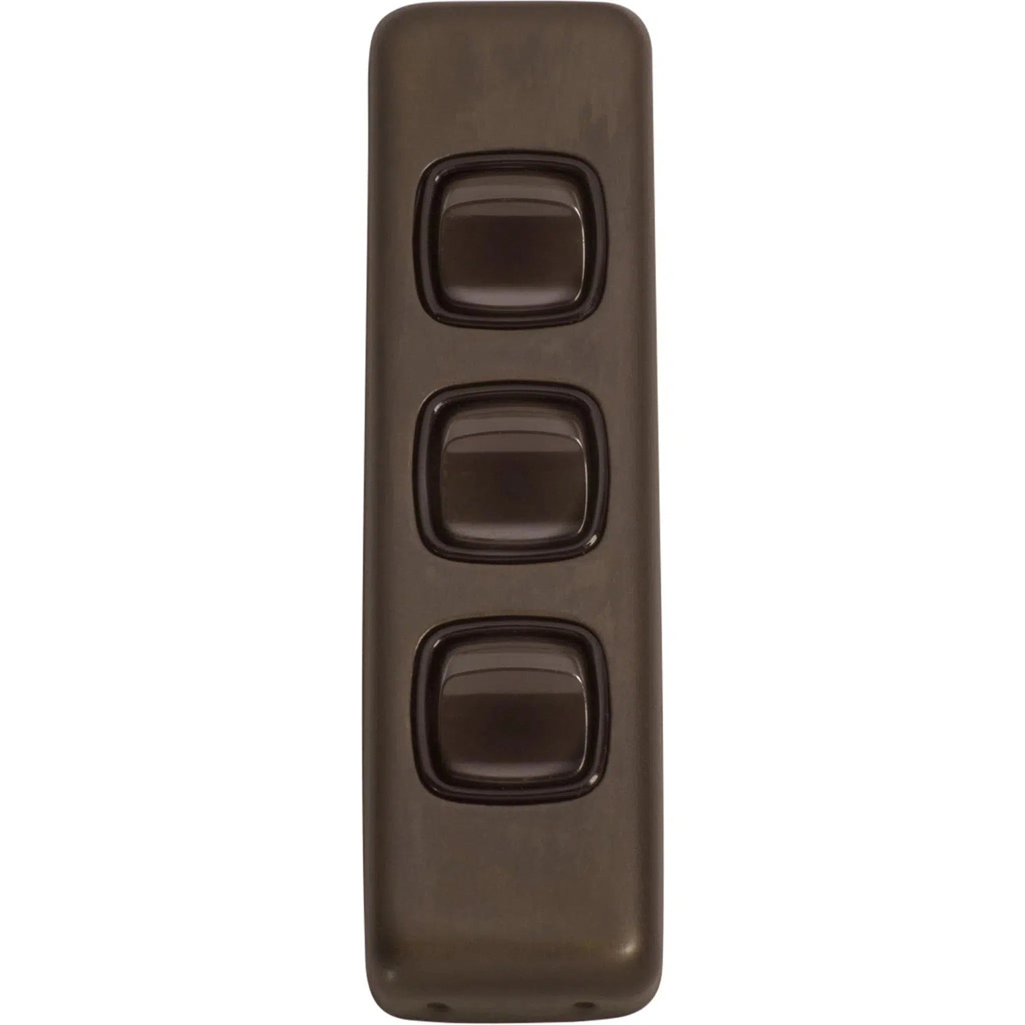 Tradco Switch Flat Plate Rocker 3 Gang Brown Antique Brass W30mm
