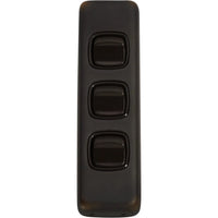 Tradco Switch Flat Plate Rocker 3 Gang Brown Antique Copper W30mm