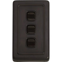 Tradco Switch Flat Plate Rocker 3 Gang Brown Antique Copper W72mm