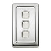 Tradco Switch Flat Plate Rocker 3 Gang White Chrome Plated W72mm