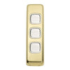 Tradco Switch Flat Plate Rocker 3 Gang White Polished Brass W30mm
