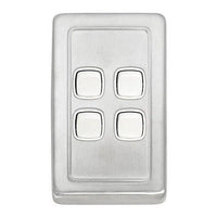 Tradco Switch Flat Plate Rocker 4 Gang White Satin Chrome