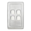 Tradco Switch Flat Plate Rocker 4 Gang White Satin Chrome