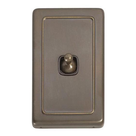 Tradco Switch Flat Plate Toggle 1 Gang Brown Antique Brass W72mm