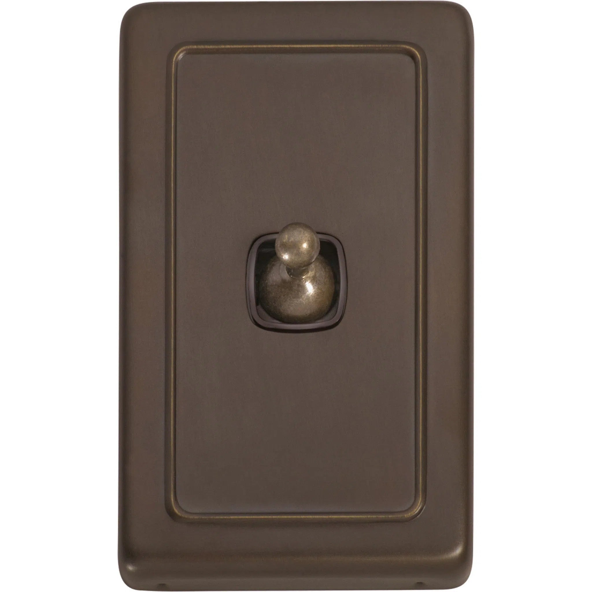 Tradco Switch Flat Plate Toggle 1 Gang Brown Antique Brass W72mm