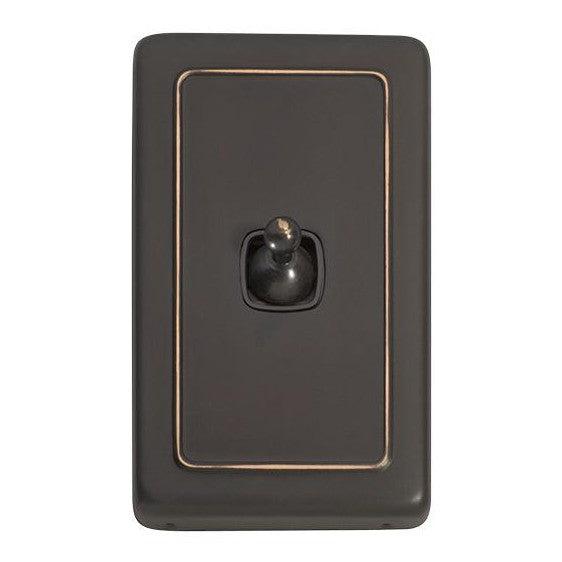 Tradco Switch Flat Plate Toggle 1 Gang Brown Antique Copper W72mm