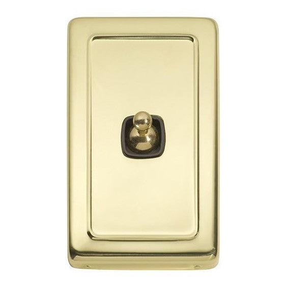 Tradco Switch Flat Plate Toggle 1 Gang Brown Polished Brass W72mm