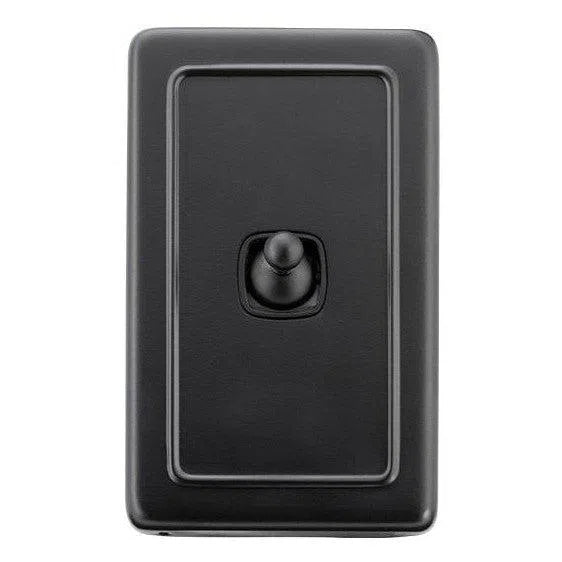 Tradco Switch Flat Plate Toggle 1 Gang Matt Black W72mm