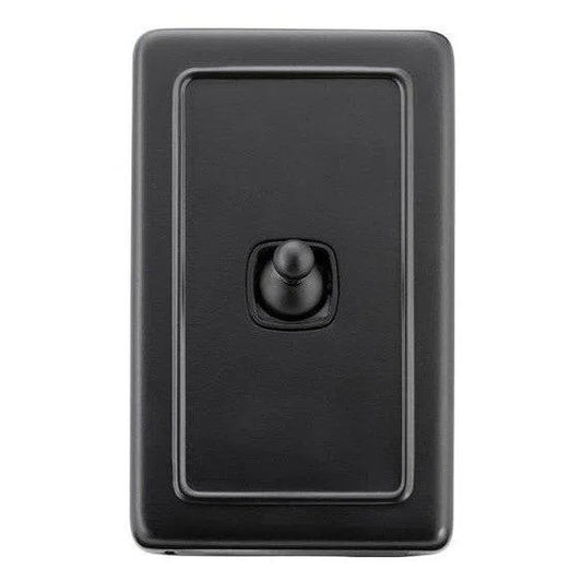 Tradco Switch Flat Plate Toggle 1 Gang Matt Black W72mm