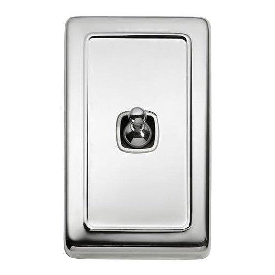 Tradco Switch Flat Plate Toggle 1 Gang White Chrome Plated W72mm