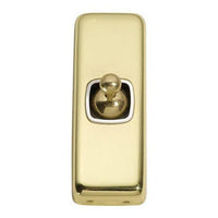 Tradco Switch Flat Plate Toggle 1 Gang White Polished Brass W30mm