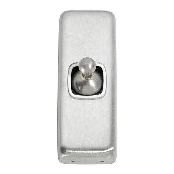 Tradco Switch Flat Plate Toggle 1 Gang White Satin Chrome W30mm