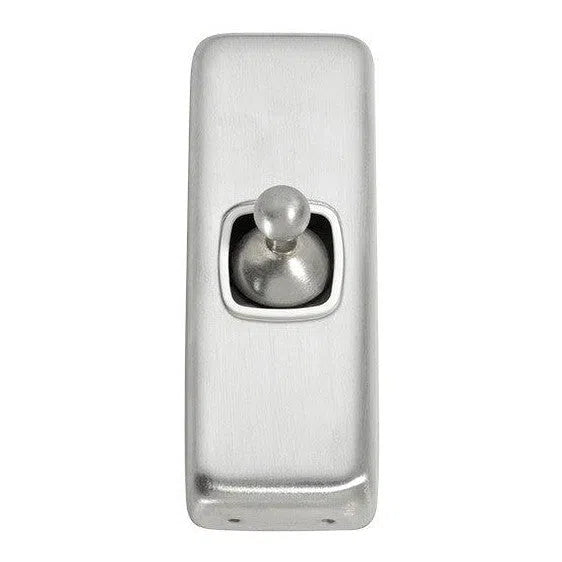 Tradco Switch Flat Plate Toggle 1 Gang White Satin Chrome W30mm