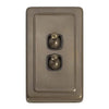 Tradco Switch Flat Plate Toggle 2 Gang Brown Antique Brass W72mm