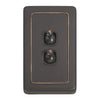 Tradco Switch Flat Plate Toggle 2 Gang Brown Antique Copper W72mm