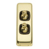 Tradco Switch Flat Plate Toggle 2 Gang Brown Polished Brass W30mm