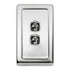 Tradco Switch Flat Plate Toggle 2 Gang White Chrome Plated W72mm