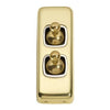 Tradco Switch Flat Plate Toggle 2 Gang White Polished Brass W30mm