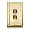 Tradco Switch Flat Plate Toggle 2 Gang White Polished Brass W72mm