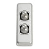 Tradco Switch Flat Plate Toggle 2 Gang White Satin Chrome W30mm