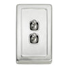 Tradco Switch Flat Plate Toggle 2 Gang White Satin Chrome W72mm