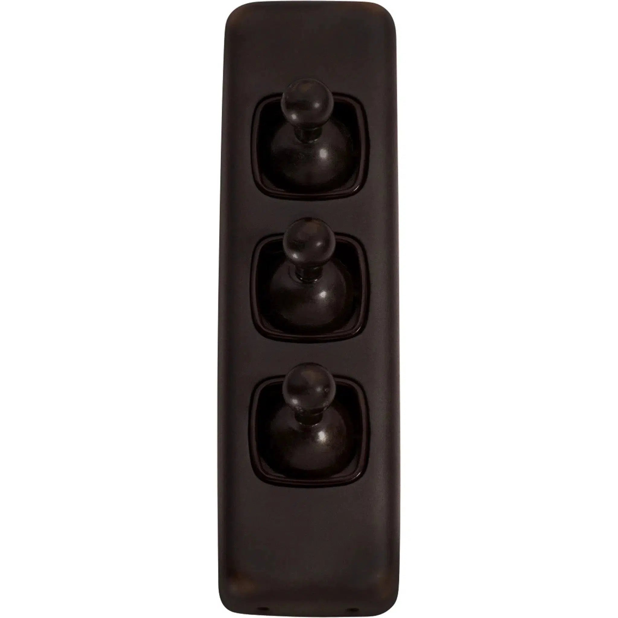Tradco Switch Flat Plate Toggle 3 Gang Brown Antique Copper W30mm