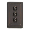 Tradco Switch Flat Plate Toggle 3 Gang Matt Black W72mm