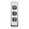 Tradco Switch Flat Plate Toggle 3 Gang White Chrome Plated W30mm