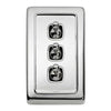 Tradco Switch Flat Plate Toggle 3 Gang White Chrome Plated W72mm