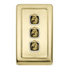 Tradco Switch Flat Plate Toggle 3 Gang White Polished Brass W72mm