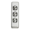 Tradco Switch Flat Plate Toggle 3 Gang White Satin Chrome W30mm