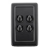 Tradco Switch Flat Plate Toggle 4 Gang Matt Black