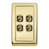 Tradco Switch Flat Plate Toggle 4 Gang White Polished Brass