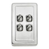 Tradco Switch Flat Plate Toggle 4 Gang White Satin Chrome