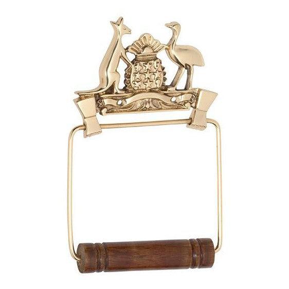 Tradco Toilet Roll Holder Coat Of Arms Polished Brass H190xW120mm