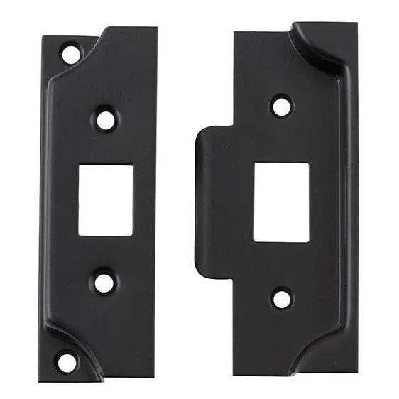 Tradco Tube Latch Split Cam Face Plate & Striker Kit Rebated Matt Black