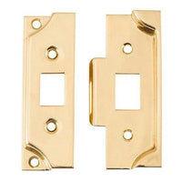 Tradco Tube Latch Split Cam Face Plate & Striker Kit Rebated Polished Brass