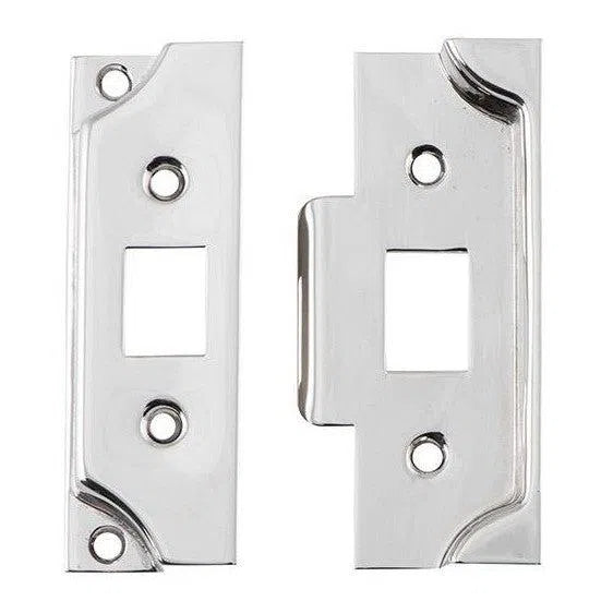 Tradco Tube Latch Split Cam Face Plate & Striker Kit Rebated Polished Nickel