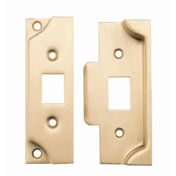 Tradco Tube Latch Split Cam Face Plate & Striker Kit Rebated Satin Brass