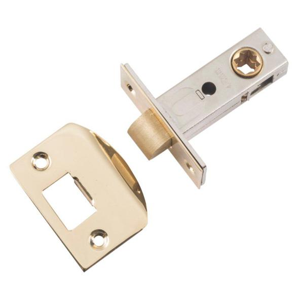 Tradco Tube Latch Split Cam Hard Sprung 'D' Striker Polished Brass Backset 45mm