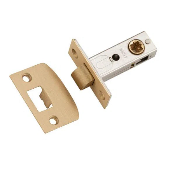 Tradco Tube Latch Split Cam Hard Sprung 'D' Striker Satin Brass Backset 45mm