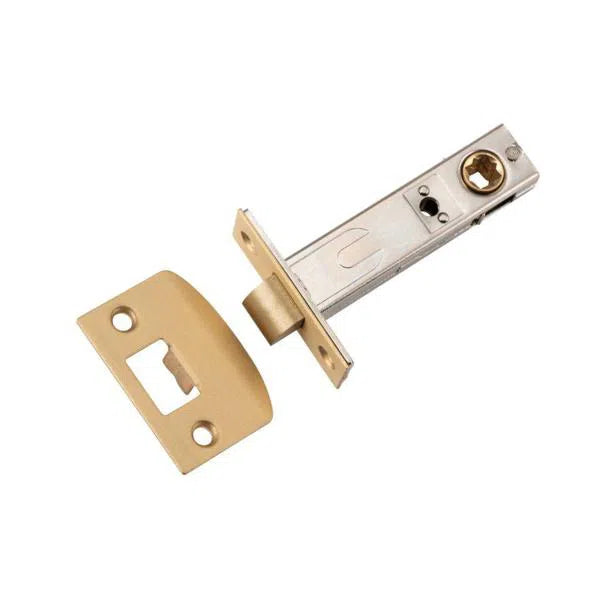 Tradco Tube Latch Split Cam Hard Sprung 'D' Striker Satin Brass Backset 70mm